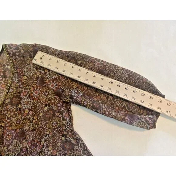 American Rag Cie Womens Top Sheer Floral Blouse Boho Fairy Coquette Cottage Sz M - Picture 9 of 13